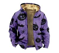 Wmmner Sweats À Capuche Halloween Pour Hommes Sweats À Capuche Effrayants Avec Imprimé Citrouille Et Fermeture Éclair Intégrale Pulls À Capuche À Manches Longues Avec Poche/Violet 1/M