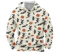 Wmmner Sweats À Capuche Halloween Pour Hommes Sweats À Capuche Fantôme Avec Poches Sweats À Capuche Imprimé Jack O' Lantern Pulls À Manches Longues/Beige/Xxl