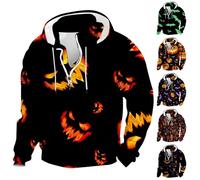 Wmmner Sweats À Capuche Halloween Pour Hommes Sweats À Capuche Jack O' Lantern Avec Tête de Citrouille Et Chauve-Souris, Fermeture Éclair 1/4 Pulls À Capuche À Manches Longues/Vert/Xl