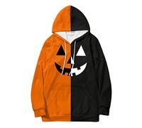 Wmmner Sweats À Capuche Halloween Pour Hommes Sweats À Capuche Jack O' Lantern Sweats À Capuche Avec Visage de Citrouille Pulls À Manches Longues Avec Poche/Orange1/M