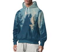 Wmmner Sweats À Capuche Halloween Pour Hommes Sweats Effrayants Avec Poche Imprimé 3D Crâne Squelette Sweats À Capuche À Manches Longues Pulls/Bleu Ciel/4Xl