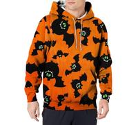 Wmmner Sweats À Capuche Halloween Pour Hommes Sweats Effrayants Avec Poche Imprimé Araignée Sweats À Capuche À Manches Longues Pulls À Capuche/Orange1/5Xl