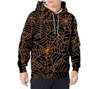 Wmmner Sweats À Capuche Halloween Pour Hommes Sweats Effrayants Avec Poche Imprimé Araignée Sweats À Capuche À Manches Longues Pulls À Capuche/Noir/5Xl