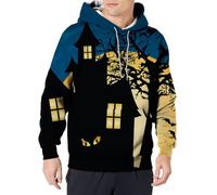 Wmmner Sweats À Capuche Halloween Pour Hommes Sweats Effrayants Avec Poche Imprimé Araignée Sweats À Capuche À Manches Longues Pulls À Capuche/Bleu/5Xl
