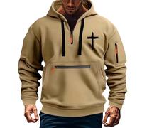 Wmmner Sweats À Capuche Pour Hommes À Fermeture Éclair Quart de Longueur, Motif Graphique, Manches Longues, Poche, Pour Toutes Les Religions, Chrétiens/Sweat À Capuche Zippé Aux Manches Courtes Pour H