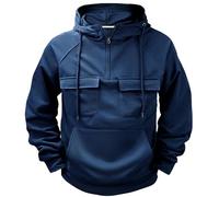 Wmmner Sweats À Capuche Pour Hommes Au Royaume-Uni Pulls À Capuche À Manches Longues, Fermeture Éclair 1/4, Couleur Unie, Cordon de Serrage, Multiples Poches, Entraînement Sportif, Survêtement de Gym,
