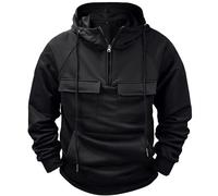 Wmmner Sweats À Capuche Pour Hommes Au Royaume-Uni Pulls À Capuche À Manches Longues, Fermeture Éclair 1/4, Couleur Unie, Cordon de Serrage, Multiples Poches, Entraînement Sportif, Survêtement de Gym,