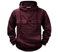 Wmmner Sweats À Capuche Pour Hommes Au Royaume-Uni Pulls À Capuche À Manches Longues, Fermeture Éclair 1/4, Couleur Unie, Cordon de Serrage, Multiples Poches, Entraînement Sportif, Survêtement de Gym,
