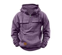 Wmmner Sweats À Capuche Pour Hommes Au Royaume-Uni Pulls À Capuche À Manches Longues, Fermeture Éclair 1/4, Couleur Unie, Cordon de Serrage, Multiples Poches, Entraînement Sportif, Survêtement de Gym,