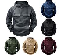 Wmmner Sweats À Capuche Pour Hommes Au Royaume-Uni Pulls À Capuche À Manches Longues, Fermeture Éclair 1/4, Couleur Unie, Cordon de Serrage, Multiples Poches, Entraînement Sportif, Survêtement de Gym,
