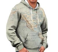 Wmmner Sweats À Capuche Pour Hommes Pulls À Capuche À Manches Longues Imprimés Carte Du Monde Avec Poche Sweats D'Hiver Et D'Automne 2025/Sweats À Capuche Gris Pour Hommes/3Xl