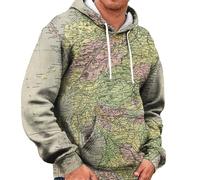 Wmmner Sweats À Capuche Pour Hommes Pulls À Capuche À Manches Longues Imprimés Carte Du Monde Avec Poche Sweats D'Hiver Et D'Automne 2025/Sweats À Capuche Verts Pour Hommes/Xl