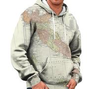 Wmmner Sweats À Capuche Pour Hommes Pulls À Capuche À Manches Longues Imprimés Carte Du Monde Avec Poche Sweats D'Hiver Et D'Automne 2025/Sweats À Capuche Kaki Pour Hommes/5Xl