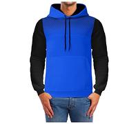Wmmner Sweats À Capuche Pour Hommes Sweat-Shirt À Capuche Color Block À Pois Avec Poche Pull À Manches Longues Pour L'Automne Vêtements/Sweats À Capuche Bleus Pour Hommes/M