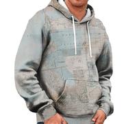 Wmmner Sweats À Capuche Pour Hommes Sweats À Capuche À Manches Longues Imprimés Carte Du Monde Avec Poche Sweats À Capuche Automne/Sweats À Capuche Gris Pour Hommes/M