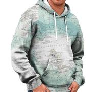 Wmmner Sweats À Capuche Pour Hommes Sweats À Capuche À Manches Longues Imprimés Carte Du Monde Avec Poche 2025 Sweats D'Automne Et D'Hiver Sweats À Capuche/Sweats À Capuche Blancs Pour Hommes/M