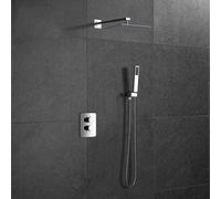 Wmmner Système de Douche Hôtel Maison Douche Cachée Douche Murale Ensemble de Douche Chaude Et Froide Système de Douche À Main En Cuivre Chromé 2 Fonctions Space Top Spray Beautiful Practical