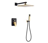 Wmmner Système de Douche Mural, Ensemble de Robinets de Douche Carrés Avec Valve, Ensemble Combiné de Douche À Mélangeur de Pluie de Salle Den Avec Tête Portable, Système de Pommeau de Douche À Effet