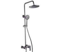Wmmner Système de Douche Mural Gris, H Réglable En Laitonhuit Ensembles de Douche Avec Robinet de Pomme de Douche Aérien, Ensemble de Mélangeur de Douche Pour Salle Den de L'Hôtel, Rond