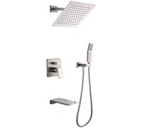 Wmmner Système de Robinet de Doucheensemble de Mélangeur, Appareils de Douche Degnoire Pomme de Douche À Effet Pluie de 8-10 Pouces Et Pommeau de Douche À Main Avec Robinet Degnoire En Cascade Kit de