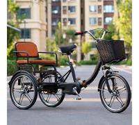Wmmner T Pliantvélo Pour Les Personnes Âgées, Vélo À Pédales À Propulsion Humaine, Tricycle Double Avec Siège Arrière, Vélo À 3 Roues Avec Fourche Avant Hydraulique, Freins À Tambour Avant Et Arrière/