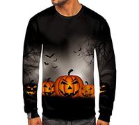 Wmmner T-Shirts Halloween Pour Hommes Sweatshirt Ghost S Moon T-Shirt Effrayant Pour La Nuit Blouse À Manches Longues Pour L'Automne Pull À Col Rond/Gris/Xxl
