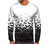 Wmmner T-Shirts Halloween Pour Hommes Sweatshirt Ghost S Moon T-Shirt Effrayant Pour La Nuit Blouse À Manches Longues Pour L'Automne Pull À Col Rond/Blanc/L