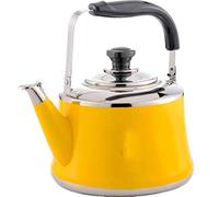 Wmmner Théière Whistle, Bouilloire À Siffler Légère En Acier Inoxydable Sans Fil Avec Bec Traditionnel/Rétro Pour Plaque de Cuisson Ou Cuisinière, Jaune, Mariage 5L