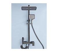 Wmmner Thermostatic Shower Mixer Set Bathroom Wall Mount Digital Display Bath Faucet,Hot Coldtatic Shower System, Square Top Piano Button Rainfall Shower Set锛孏ungray The,White Hot Cold1/Gungray Chaud