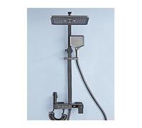 Wmmner Thermostatic Shower Mixer Set Bathroom Wall Mount Digital Display Bath Faucet,Hot Coldtatic Shower System, Square Top Piano Button Rainfall Shower Set锛孏ungray The,White Hot Cold1/Gungray Tatiqu