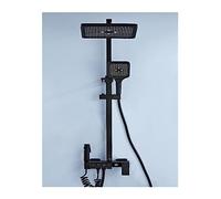 Wmmner Thermostatic Shower Mixer Set Bathroom Wall Mount Digital Display Bath Faucet,Hot Coldtatic Shower System, Square Top Piano Button Rainfall Shower Set锛孏ungray The,White Hot Cold1/Noir Chaud Fro