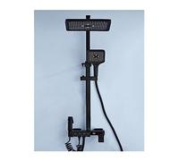 Wmmner Thermostatic Shower Mixer Set Bathroom Wall Mount Digital Display Bath Faucet,Hot Coldtatic Shower System, Square Top Piano Button Rainfall Shower Set锛孏ungray The,White Hot Cold1/Tatique Noir/1