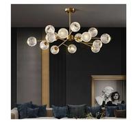 Wmmner Tout En Cuivre Moderne - Lustre À Led de Style Compatible Avec Le Salon Chambre À Coucher Salle À Manger Cuisine Lampe En Or Noir Luminaires Suspendus, Lampe Suspendue de Plafond À Led/Or/15 Tê