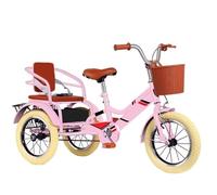 Wmmner Tricycle Cruiser Pour Voyager Et Faire Du Shopping, 3 Roues Bicycle Avec Siège Arrière, Siège Arrière Avec Ceinture, Frein Simple, Trike Ride-On Avec Pédales, Paniers Avant Et Arrière/Rose