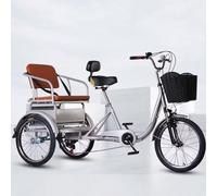 Wmmner Tricycles À Vitesse Variable À 6 Vitesses, Tricycle Tandem Avec Siège Arrière, Siège Avec Ceinture, Tricycle de Croisière Elderly, Fourche Avant Amortisseur, Double Freins, Vélo À 3 Roues/Argen