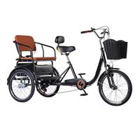 Wmmner Tricycles À Vitesse Variable À 6 Vitesses, Tricycle Tandem Avec Siège Arrière, Siège Avec Ceinture, Tricycle de Croisière Elderly, Fourche Avant Amortisseur, Double Freins, Vélo À 3 Roues/Noir