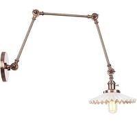 Wmmner V-Intage Loft Wall Light Industrial Metal Adjustable Swing Three Arm Retro Wall Lamp E27 Socket With Ceramic Shade Wall Sconce Bronze Interior Lighting, For Living Room
