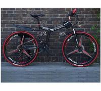 Wmmner Vélo de Montagne 21 Vitesses Unisexe Double Suspension Vélo de Montagne En Acier À Haute Teneur En Carbone 24 Pouces 26 Pouces Roue Intégrale/Noir/24 Vitesse