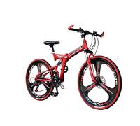 Wmmner Vélo de Montagne 21 Vitesses Unisexe Double Suspension Vélo de Montagne En Acier À Haute Teneur En Carbone 24 Pouces 26 Pouces Roue Intégrale/Rouge/26 Vitesse