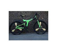 Wmmner Vélo de Montagne 21 Vitesses Unisexe Double Suspension Vélo de Montagne En Acier À Haute Teneur En Carbone 24 Pouces 26 Pouces Roue Intégrale/Vert/21 Vitesse
