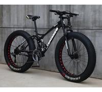 Wmmner Vélo de Montagne Adulte À Pneus Gras Avec 21 Vitesses, Cadre En Acier Au Carbone, Double Suspension Complète Et Double Frein À Disque Pour L'Aventure Hors Route/B/26 Pouces