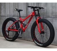 Wmmner Vélo de Montagne Adulte À Pneus Gras Avec 21 Vitesses, Cadre En Acier Au Carbone, Double Suspension Complète Et Double Frein À Disque Pour L'Aventure Hors Route/C/24 Pouces