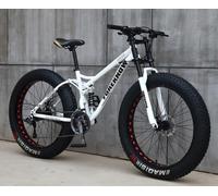Wmmner Vélo de Montagne Adulte À Pneus Gras Avec 21 Vitesses, Cadre En Acier Au Carbone, Double Suspension Complète Et Double Frein À Disque Pour L'Aventure Hors Route/A/24 Pouces