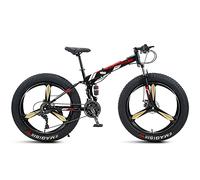 Wmmner Vélo de Montagne de 26 Pouces Fat Tire, Domineehommes Femmesvélo de Montagne Pliable de Neige de Plage, Pneus À Boutons de 4 Pouces de Large Vélo de Route de Cyclisme En Plein Air, Double Suspe