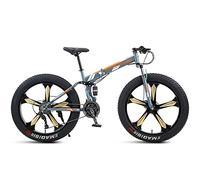 Wmmner Vélo de Montagne de 26 Pouces Fat Tire, Domineehommes Femmesvélo de Montagne Pliable de Neige de Plage, Pneus À Boutons de 4 Pouces de Large Vélo de Route de Cyclisme En Plein Air, Double Suspe