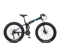 Wmmner Vélo de Montagne de 26 Pouces Fat Tire, Domineehommes Femmesvélo de Montagne Pliable de Neige de Plage, Pneus À Boutons de 4 Pouces de Large Vélo de Route de Cyclisme En Plein Air, Double Suspe