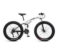 Wmmner Vélo de Montagne de 26 Pouces Fat Tire, Domineehommes Femmesvélo de Montagne Pliable de Neige de Plage, Pneus À Boutons de 4 Pouces de Large Vélo de Route de Cyclisme En Plein Air, Double Suspe