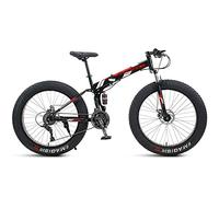 Wmmner Vélo de Montagne de 26 Pouces Fat Tire, Domineehommes Femmesvélo de Montagne Pliable de Neige de Plage, Pneus À Boutons de 4 Pouces de Large Vélo de Route de Cyclisme En Plein Air, Double Suspe