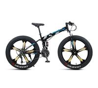 Wmmner Vélo de Montagne de 26 Pouces Fat Tire, Domineehommes Femmesvélo de Montagne Pliable de Neige de Plage, Pneus À Boutons de 4 Pouces de Large Vélo de Route de Cyclisme En Plein Air, Double Suspe