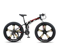 Wmmner Vélo de Montagne de 26 Pouces Fat Tire, Domineehommes Femmesvélo de Montagne Pliable de Neige de Plage, Pneus À Boutons de 4 Pouces de Large Vélo de Route de Cyclisme En Plein Air, Double Suspe